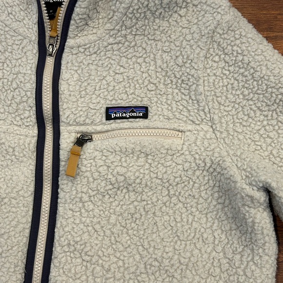 Patagonia Womens Retro Pile Fleece Full Zip Warm Hood Natural Beige Jacket M - Picture 2 of 8